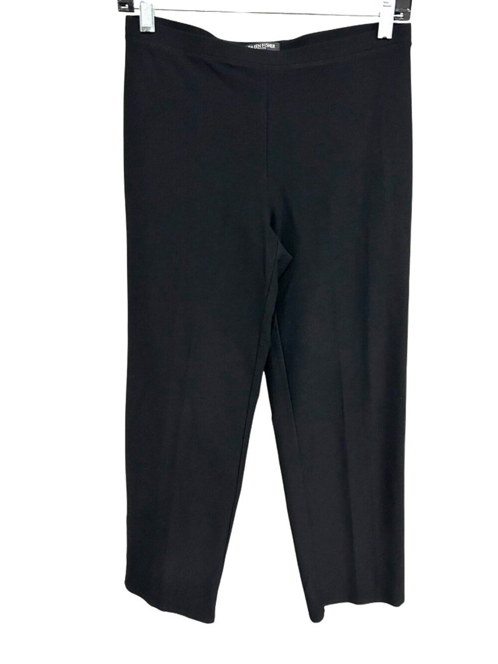 Eileen Fisher Petite Small Black Cropped Pull On Pants Minimalist Clean Girl
